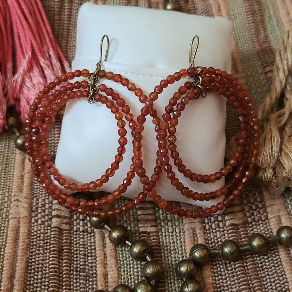 Carnelian Bead Earrings - Picture 1 of 10